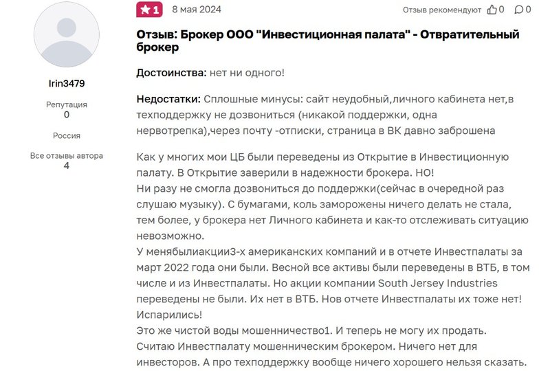 Самые распространенные жалобы клиентов «Инвестиционной палаты»