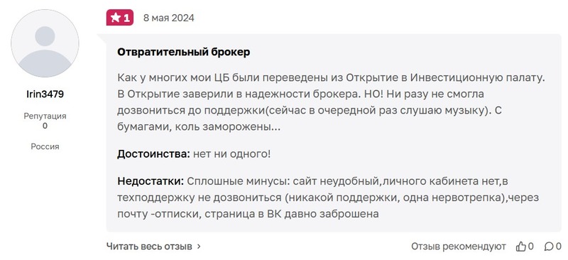 Самые распространенные жалобы клиентов «Инвестиционной палаты»