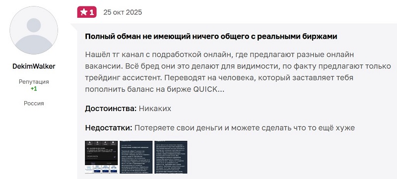 Мошеннический сервис Quick: терминал, название брокера или схема обмана трейдеров?